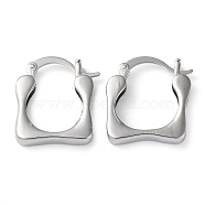 Rack Plating Brass Hoop Earrings, Long-Lasting Plated Square Earring for Women, Lead Free & Cadmium Free, Platinum, 21x19.5x4mm(EJEW-K249-08P)