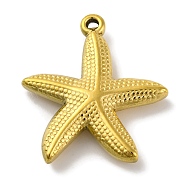 Ion Plating(IP) 304 Stainless Steel Pendants, Starfish Charm, Real 18K Gold Plated, 28x25x5.5mm, Hole: 1.4mm(STAS-D194-16G)