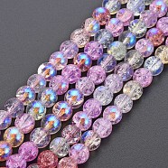 Electroplate Crackle Glass Bead Strands, AB Color Plated, Dyed & Heated, Round, Colorful, 6mm, Hole: 1mm, about 65~68pcs/strand, 15.35~15.75 inch(39~40cm)(GLAA-S192-C-007B)