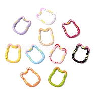 Spray Painted Alloy Spring Gate Ring, Cat Shape, Mixed Color, 35x28x4.5mm, Inner Diameter: 27x21mm(PALLOY-P292-02)