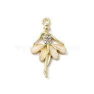 Alloy Pendants, Ballet Dancer Girl Charms, with Opaque Resin, Real 16K Gold Plated, Human, 31x17.5x3.5mm, Hole: 2mm(PALLOY-R140-06G)