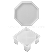 2Pcs 2 Style DIY Coaster Silicone Molds, Resin Casting Molds, For UV Resin, Epoxy Resin Jewelry Making, White, 100~102x100~102x10~40mm, Inner Diameter: 90x90mm, 1pc/style(DIY-FS0004-92)