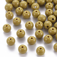 Opaque Acrylic Beads, Round, Goldenrod, 8x7mm, Hole: 2mm, about 111pcs/500g(MACR-S370-C8mm-29)
