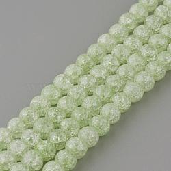 Synthetic Crackle Quartz Beads Strands, Round, Dyed, Green Yellow, 6mm, Hole: 1mm, about 66pcs/strand, 15.7 inch(GLAA-S134-6mm-08)