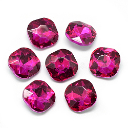 Pointed Back Glass Rhinestone Cabochons, Faceted, Back Plated, Square, Camellia, 12x12x5mm(RGLA-T032-12x12mm-10)
