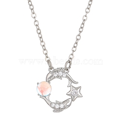 Constellation Rhinestone Pendant Necklace, Platinum Brass Star Necklace, Pisces, 16.14~19.69 inch(41~50cm)(PW-WG94542-12)