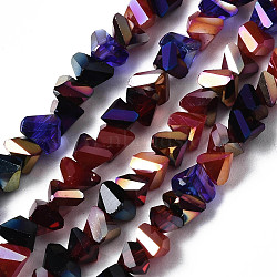 Electroplate Glass Beads Strands, Triangle, FireBrick, 3.5x6x4.5mm, Hole: 1mm, about 100pcs/strand, 13.39''(34cm)(X-EGLA-N002-06A)