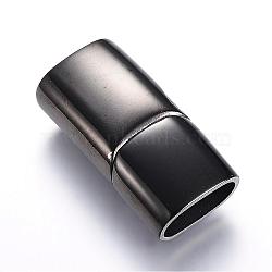 304 Stainless Steel Magnetic Clasps with Glue-in Ends, Rectangle, Gunmetal, 28.5x14x8.5mm, Hole: 12x7mm(STAS-D159-28B)