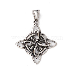 304 Stainless Steel Manual Polishing Pendants, Witch Knot Charms, Antique Silver, 38x34x2.5mm, Hole: 4x9mm(X-STAS-G267-08AS)