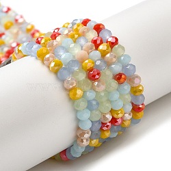 Glass Beads Strands, Faceted, Rondelle, Mixed Color, 4x3mm, Hole: 0.4mm, about 123~127pcs/strand, 15.75~16.5 inch(40~42cm)(EGLA-A034-M4mm-62)
