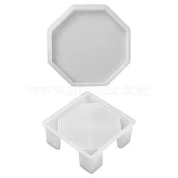 2Pcs 2 Style DIY Coaster Silicone Molds, Resin Casting Molds, For UV Resin, Epoxy Resin Jewelry Making, White, 100~102x100~102x10~40mm, Inner Diameter: 90x90mm, 1pc/style(DIY-FS0004-92)