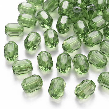 Transparent Acrylic Beads, Oval, Faceted, Yellow Green, 14x10x10mm, Hole: 2mm, about 377pcs/500g