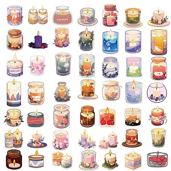 PVC Self-Adhesive Cartoon Candle Stickers, Waterproof Decals, for Party Decorative Presents, Kid's Art Craft, Mixed Color, 30~60mm long, 50pcs/set