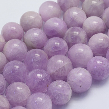 Natural Kunzite Beads Strands, Spodumene Beads, Round, Grade A-, 14~14.5mm, Hole: 1.5mm, about 28pcs/strand, 15.5 inch(39.5cm)