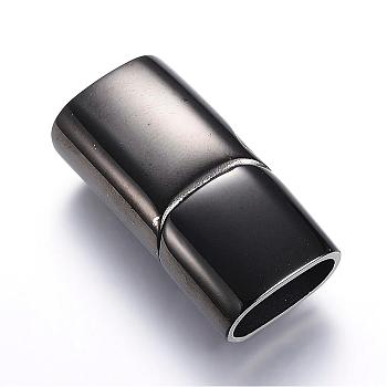304 Stainless Steel Magnetic Clasps with Glue-in Ends, Rectangle, Gunmetal, 28.5x14x8.5mm, Hole: 12x7mm