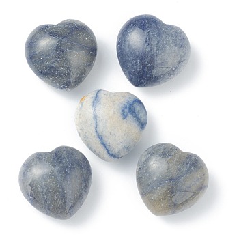 Natural Blue Aventurine Heart Love Stone, Pocket Palm Stone for Reiki Balancing, 24.5~25.5x25~26x13.5~15mm
