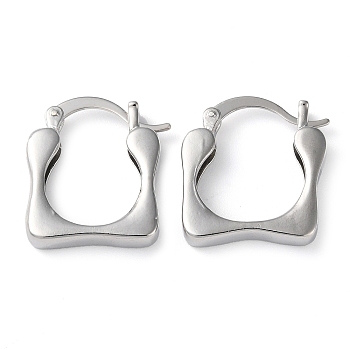 Rack Plating Brass Hoop Earrings, Long-Lasting Plated Square Earring for Women, Lead Free & Cadmium Free, Platinum, 21x19.5x4mm