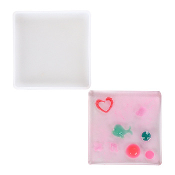 Silicone Molds, Resin Casting Molds, For UV Resin, Epoxy Resin Jewelry Making, Square, White, 6.4x6.4x0.9cm, Inner Size: 6x6x0.7cm