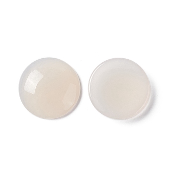 Natural White Agate Cabochons, Grade A, Flat Round, 18.5x4.5mm