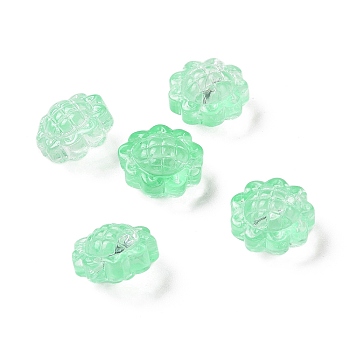 Transparent Spray Painted Glass Beads, Sunflower, Medium Sea Green, 15x10mm, Hole: 1.2mm