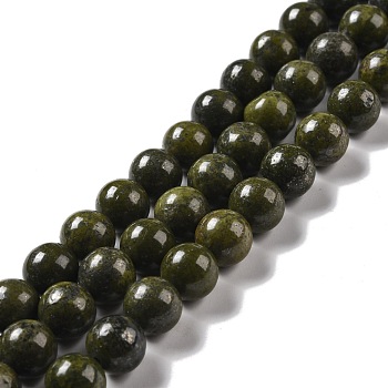 Natural Epidote Beads Strands, Round, 7~8mm, Hole: 1.1mm, about 52~53pcs/strand, 15.55''(39.5cm)