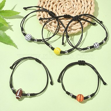 Acryl-Sportball-Armbänder aus geflochtenen Perlen(BJEW-TA00331)-5