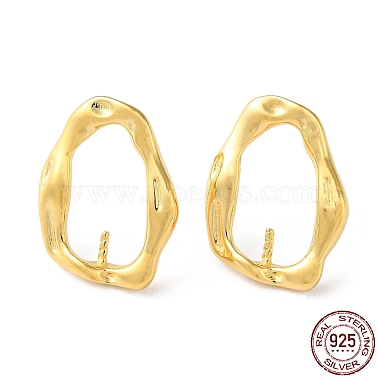 Real 18K Gold Plated Oval Sterling Silver Stud Earring Findings