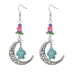 Dyed Synthetic Turquoise Crescent Moon with Tortoise Dangle Earring(EJEW-JE05269-02)-1