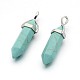 Synthetic Turquoise Bullet Double Terminated Pointed Pendants(G-F171-16)-1