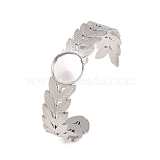 304 Stainless Steel Leaf Cuff Bangle Making, Blank Bangle Bases, with Round Tray, Tarnish Free, Stainless Steel Color, Inner Diameter: 2.36x1.97 inch(6x5cm), Tray Size: 16mm(STAS-F366-12A-P)
