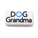 Silicone Beads, Word Dog Grandma, Focal Beads, White, 16.2x30.2x7.3mm, Hole: 3mm(SIL-D015-01A)