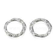 Alloy Link Rings, Cadmium Free & Nickel Free & Lead Free, Hammered Round Ring, Platinum, 22x2.5mm, Inner Diameter: 15.5mm(PALLOY-N155-125)
