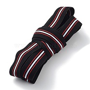 Flat Striped Elastic Rubber Cord/Band, Webbing Garment Sewing Accessories, Black, 25mm(OCOR-XCP0002-09)