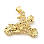 Rack Plating Brass Pendants, Long-Lasting Plated, Lead Free & Cadmium Free, Motorbike Charms, Real 18K Gold Plated, 16.5x22.5x5mm, Hole: 4x3.5mm(KK-Z086-31G)