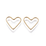 Brass Linking Rings, Valentine's Day Jewelry Accessory, Heart, Plated in Golden, about 13.5mm wide, 12mm long, 1mm thick(X-EC066-2G)