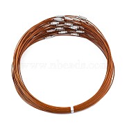 Stainless Steel Wire Necklace Cord DIY Jewelry Making, with Brass Screw Clasp, Chocolate, 17.52 inch(44.5cm), 1mm, Inner Diameter: 5.71 inch(14.5cm)(TWIR-R003-07)