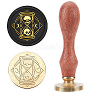 Wax Seal Stamp Set, Sealing Wax Stamp Solid Brass Head,  Wood Handle Retro Brass Stamp Kit Removable, for Envelopes Invitations, Gift Card, Sand Glass Pattern, 83x22mm(AJEW-WH0208-806)