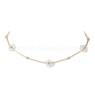 ABS Imitation Pearl Beads Necklaces, Brass Cable Chain Necklaces, Golden, 14.92 inch(379mm)(NJEW-JN04733)
