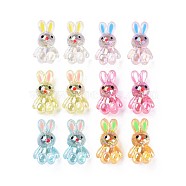 Transparent Acrylic Beads, with Enamel, AB Color Plated, Rabbit, Mixed Color, 25x14.5x11mm, Hole: 2.5mm(MACR-S373-81-Q)