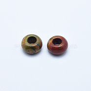 Natural Polychrome Jasper/Picasso Stone/Picasso Jasper Beads, Large Hole Hole Beads, Rondelle, 14x8~10mm, Hole: 6mm(G-K216-01G)
