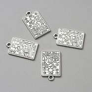 Tibetan Style Alloy Pendants, Antique Silver, Rectangle with Tarot Pattern, The Star XVII, 23x14x1.5mm, Hole: 1.8mm(FIND-WH0114-27A)