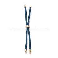 Nylon Twisted Cord Bracelet Making, Slider Bracelet Making, with Eco-Friendly Brass Findings, Round, Golden, Marine Blue, 8.66~9.06 inch(22~23cm), Hole: 2.8mm, Single Chain Length: about 4.33~4.53 inch(11~11.5cm)(MAK-M025-124)