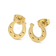 304 Stainless Steel Stud Earrings, Golden, 10x9mm(EJEW-G384-02F)