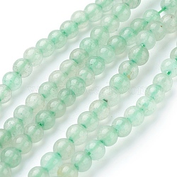 Natural Green Aventurine Beads Strands, Round, Light Green, 4mm, Hole: 1mm, about 46pcs/strand, 7.8 inch(X-G-G099-4mm-17)