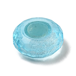 Glass European Beads, Large Hole Beads, Wheel, Faceted, Light Blue, 14.5x6.4mm, Hole: 5.7mm(GLAA-XCP0001-43H)