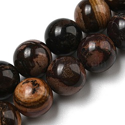 Natural Rhodonite Round Beads Strands, Round, 10mm, Hole: 0.8mm, about 40pcs/strand, 15.75''(40cm)(G-R494-A21-04)
