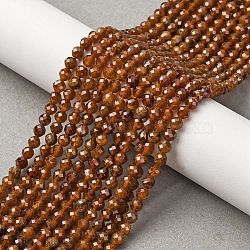 Natural Garnet Beads Strands, Faceted, Round, 4mm, Hole: 0.7mm, about 91~93pcs/strand, 15.35~15.51 inch(39~39.4cm)(G-C226-B01-4mm)