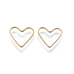 Brass Linking Rings, Valentine's Day Jewelry Accessory, Heart, Plated in Golden, about 13.5mm wide, 12mm long, 1mm thick(X-EC066-2G)