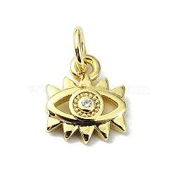 Eye Theme Brass Micro Pave Cubic Zirconia Charms, with Jump Ring, Real 18K Gold Plated, Eye, 10x8.5x2mm, Hole: 3mm(KK-H475-58G-05)