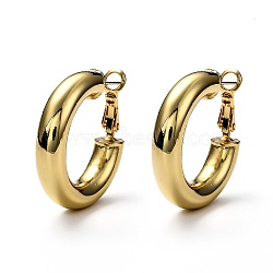 Brass Chunky Small Huggie Hoop Earrings for Women, Real 18K Gold Plated, 29x6.5mm, Pin: 0.8mm(EJEW-SZ0001-46)